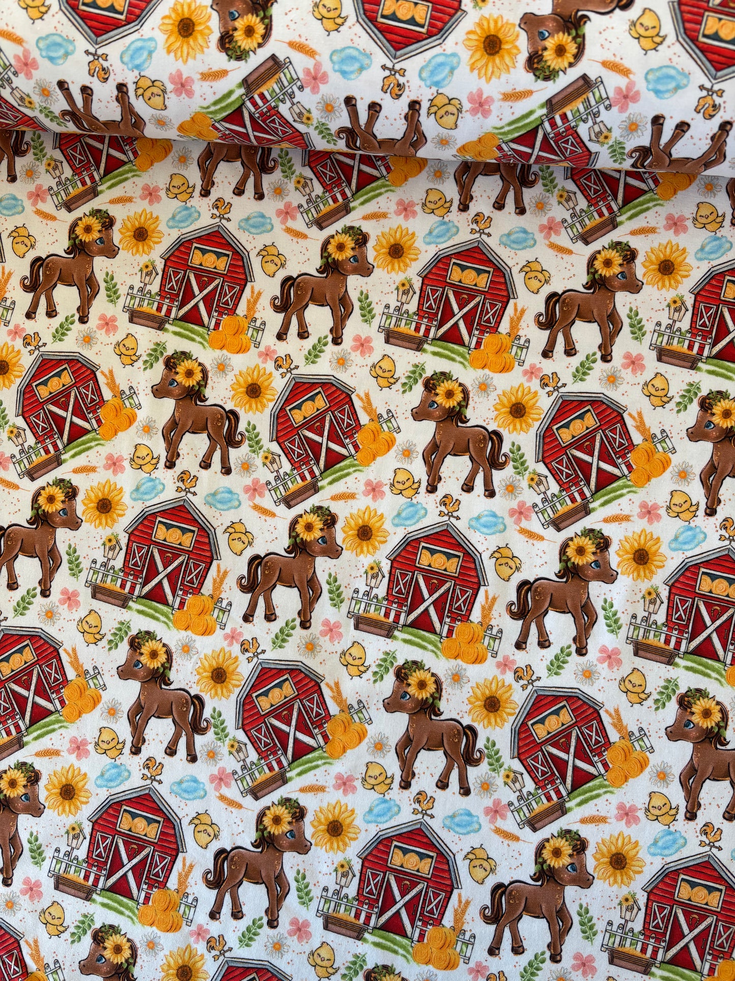 Bomulds Jersey m/ solsikke hest 🌻