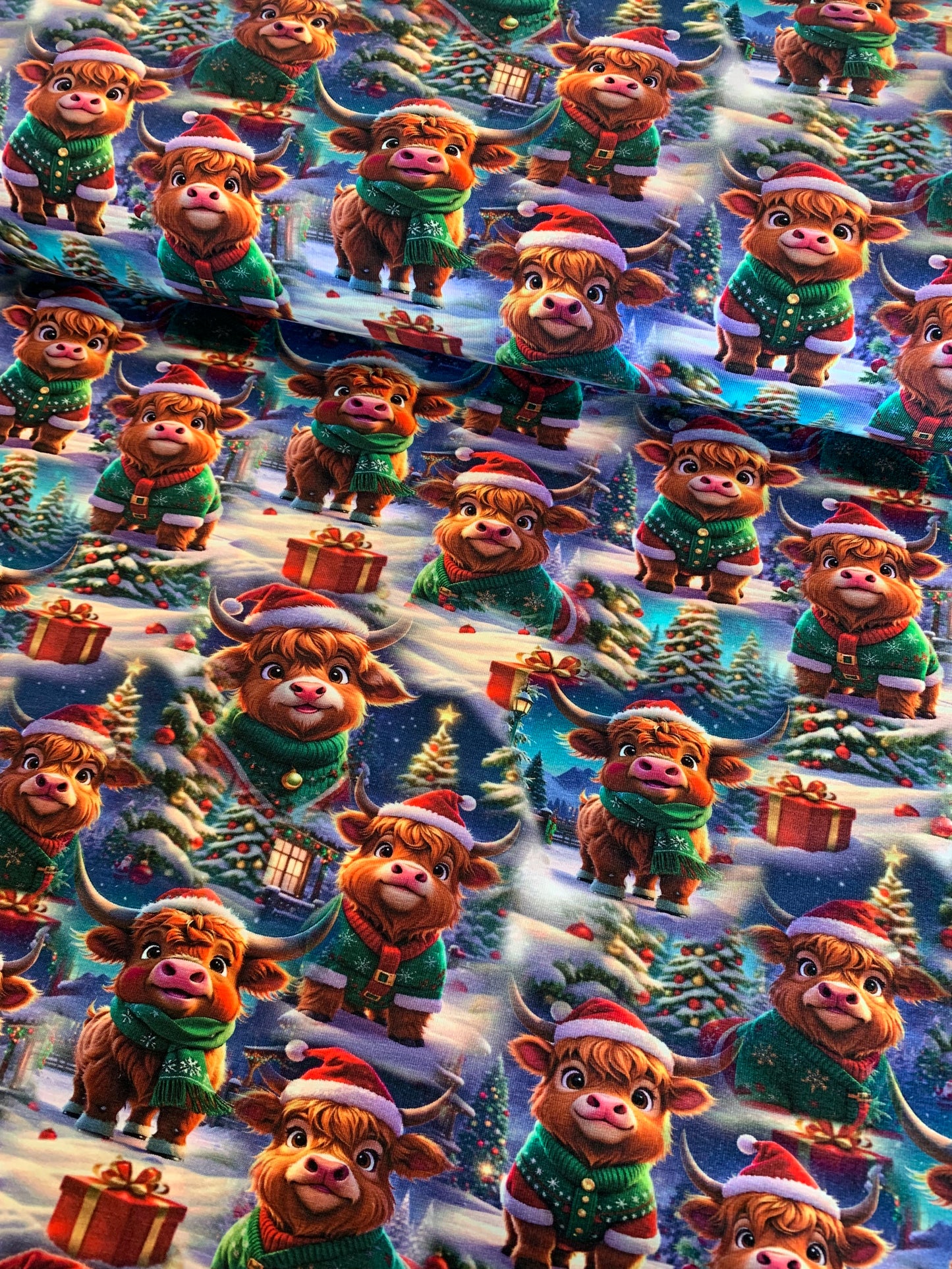 Bomulds Jersey m/ skotsk jule højlandskvæg 🎄