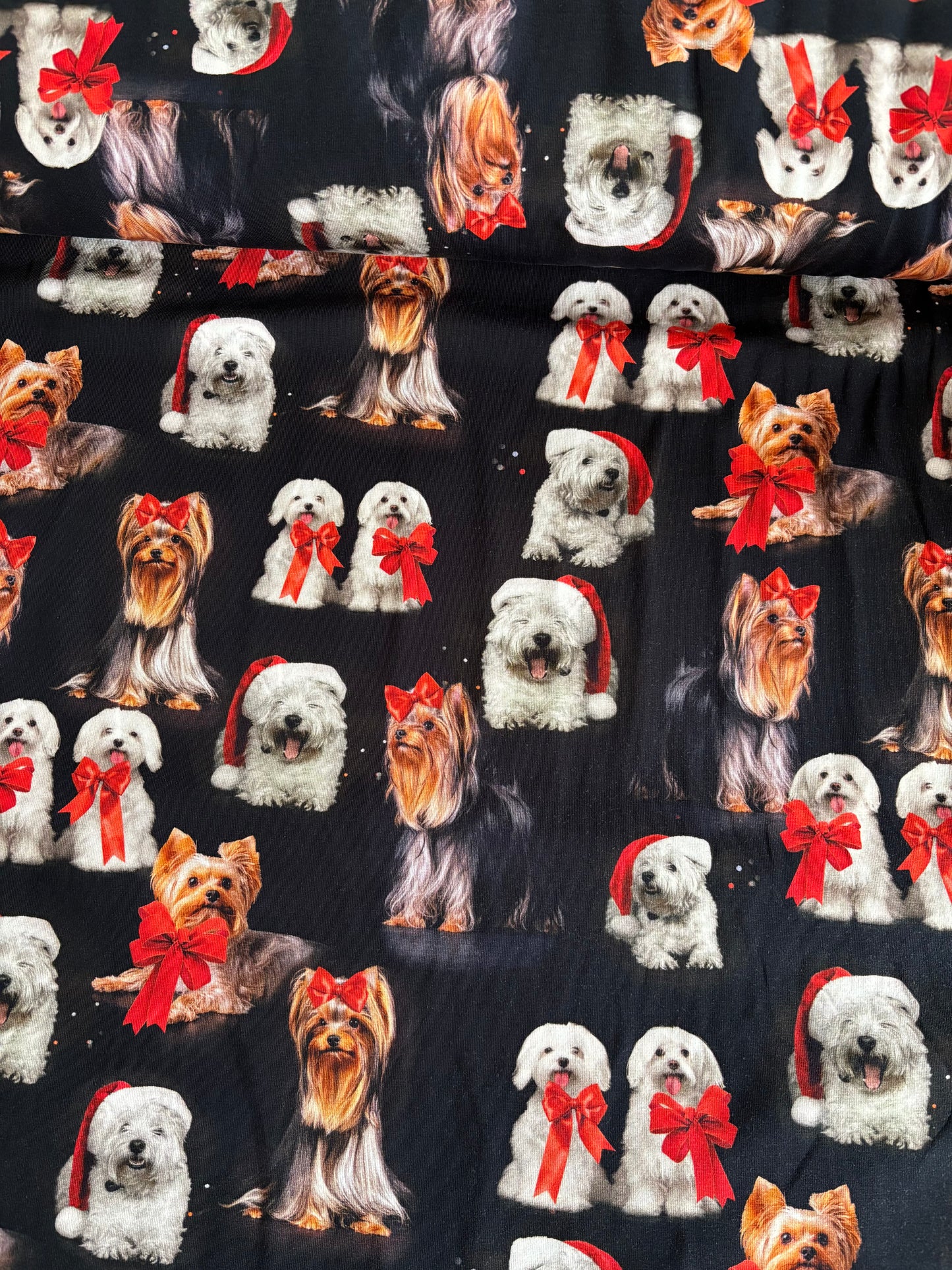 Bomulds Jersey m/ jule hunde 🎄