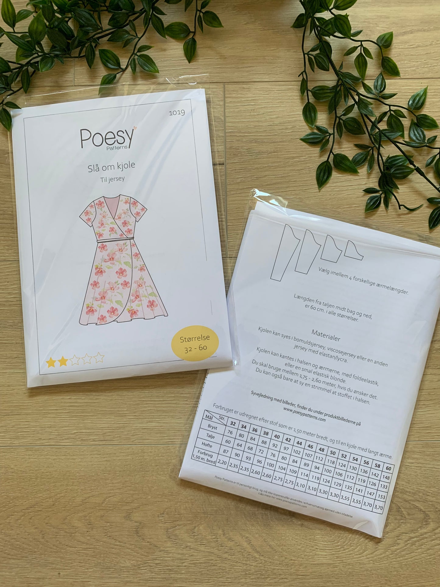 Poesy mønster, slå om kjole dame 👗