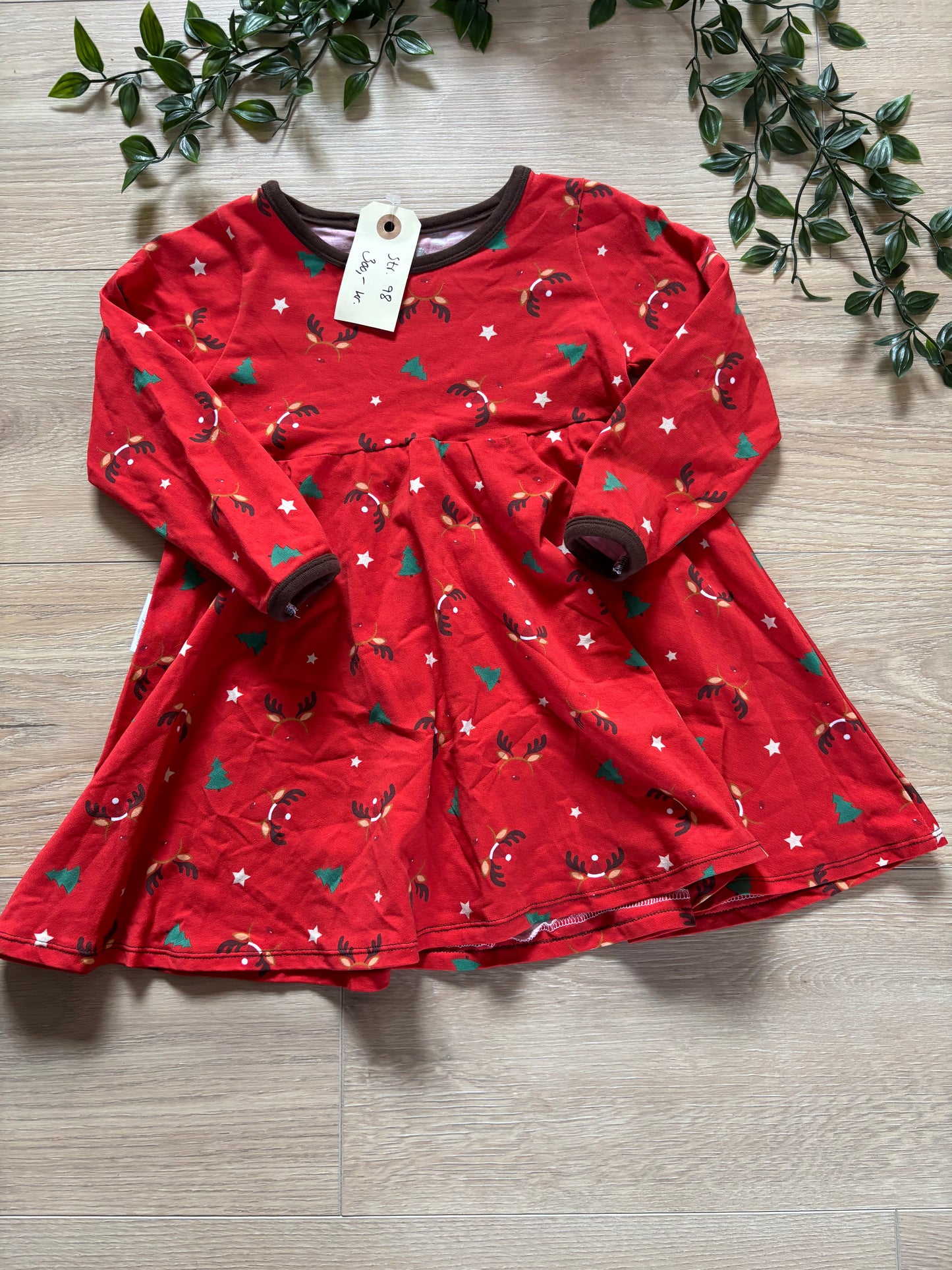Kjole m/ rensdyr gevir, str 98 🎄