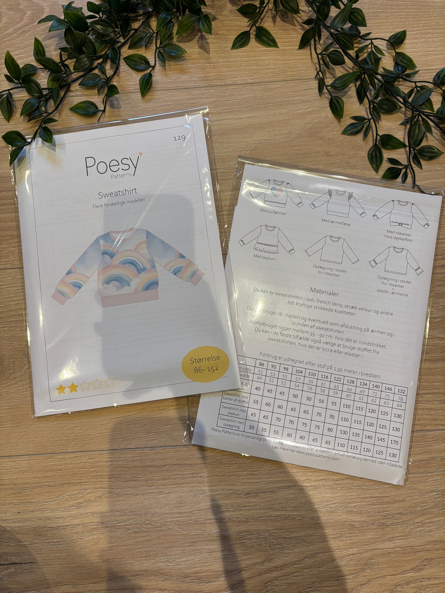 Poesy mønster, sweatshirt, str 86-152 ❤️
