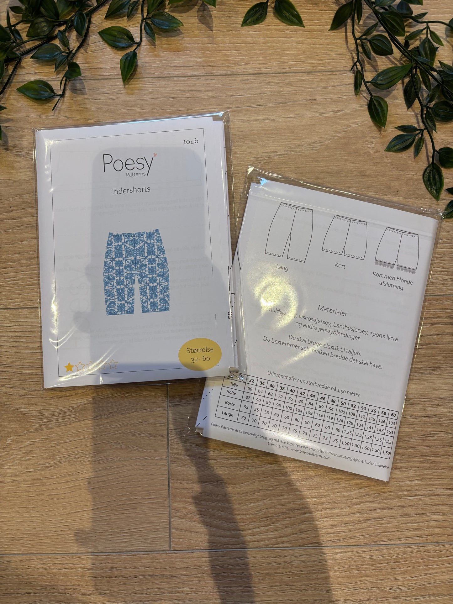 Poesy mønster, dame indershorts str 32-60 🩳