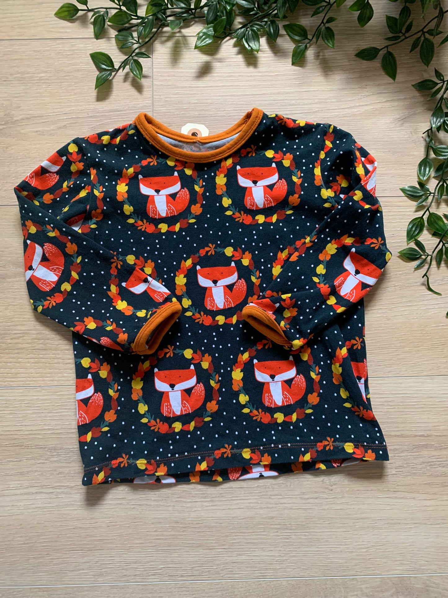 Trøje m/ ræve, str 80/86 🦊