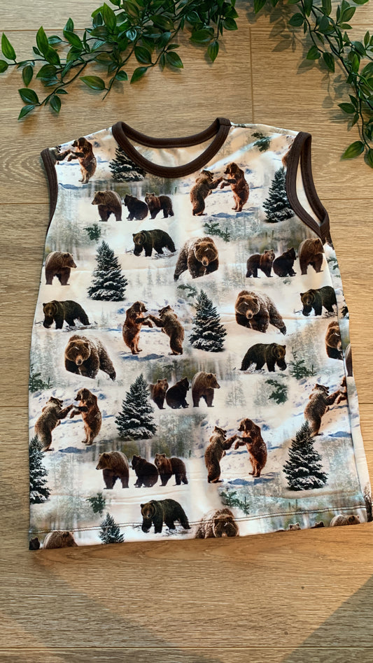 Tanktop m/ bjørne, str 110/116 🐻
