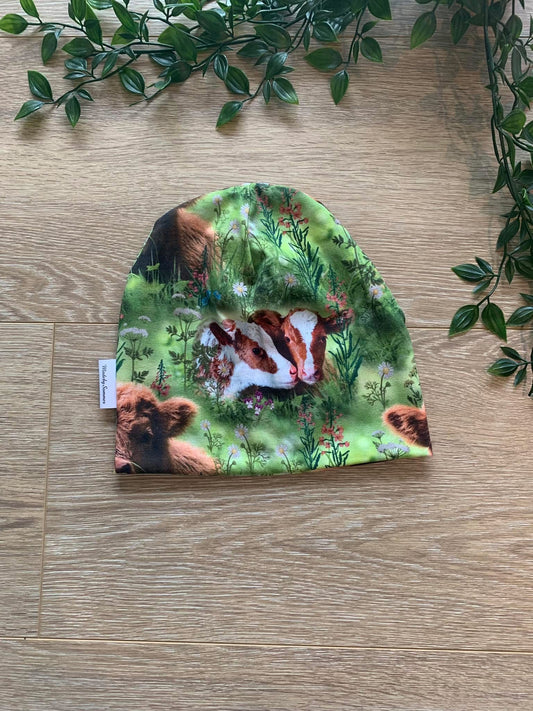 Top hue m/ kalve, str 92/98/104 🐮