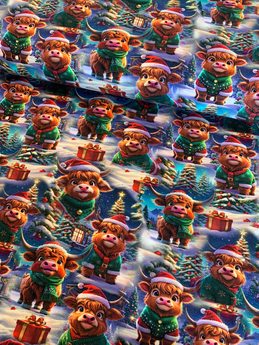 Bomulds Jersey m/ skotsk jule højlandskvæg 🎄