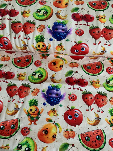 Bomulds jersey m/ frugt øjne 🍉