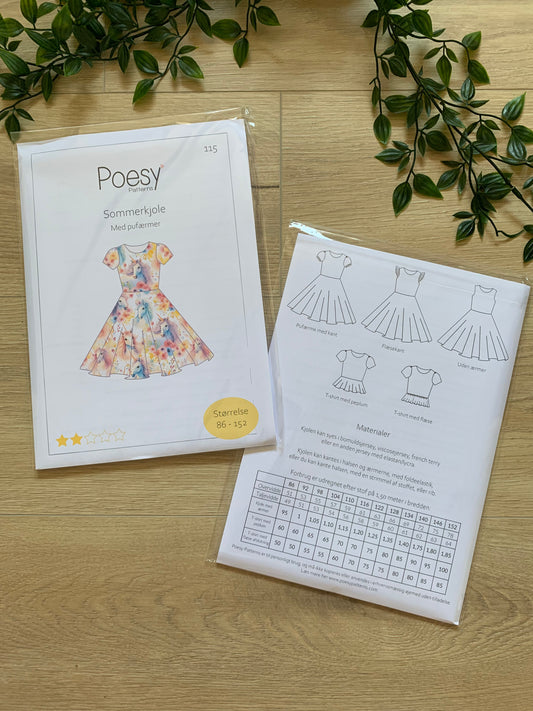 Poesy mønster, puf ærme kjole børn 👗