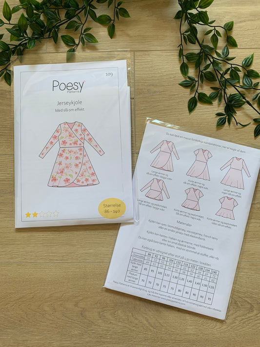 Poesy mønster, slå om kjole børn 👗