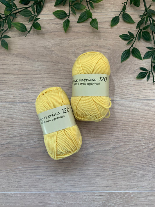 Extrafine merino uld 120 Gul 💛