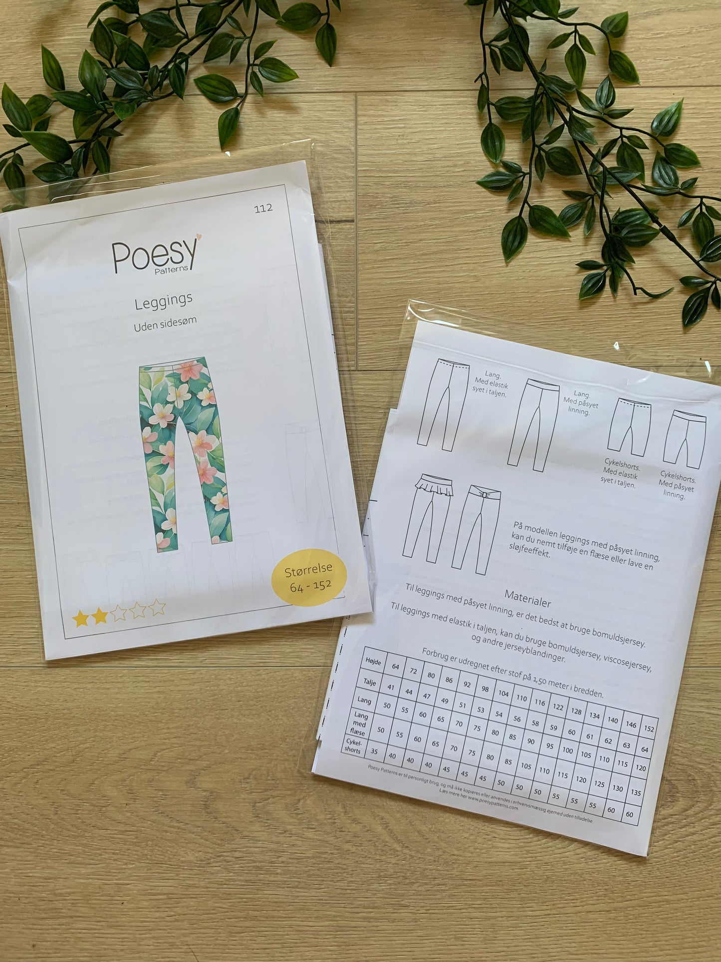 Poesy mønster, leggings børn 👖