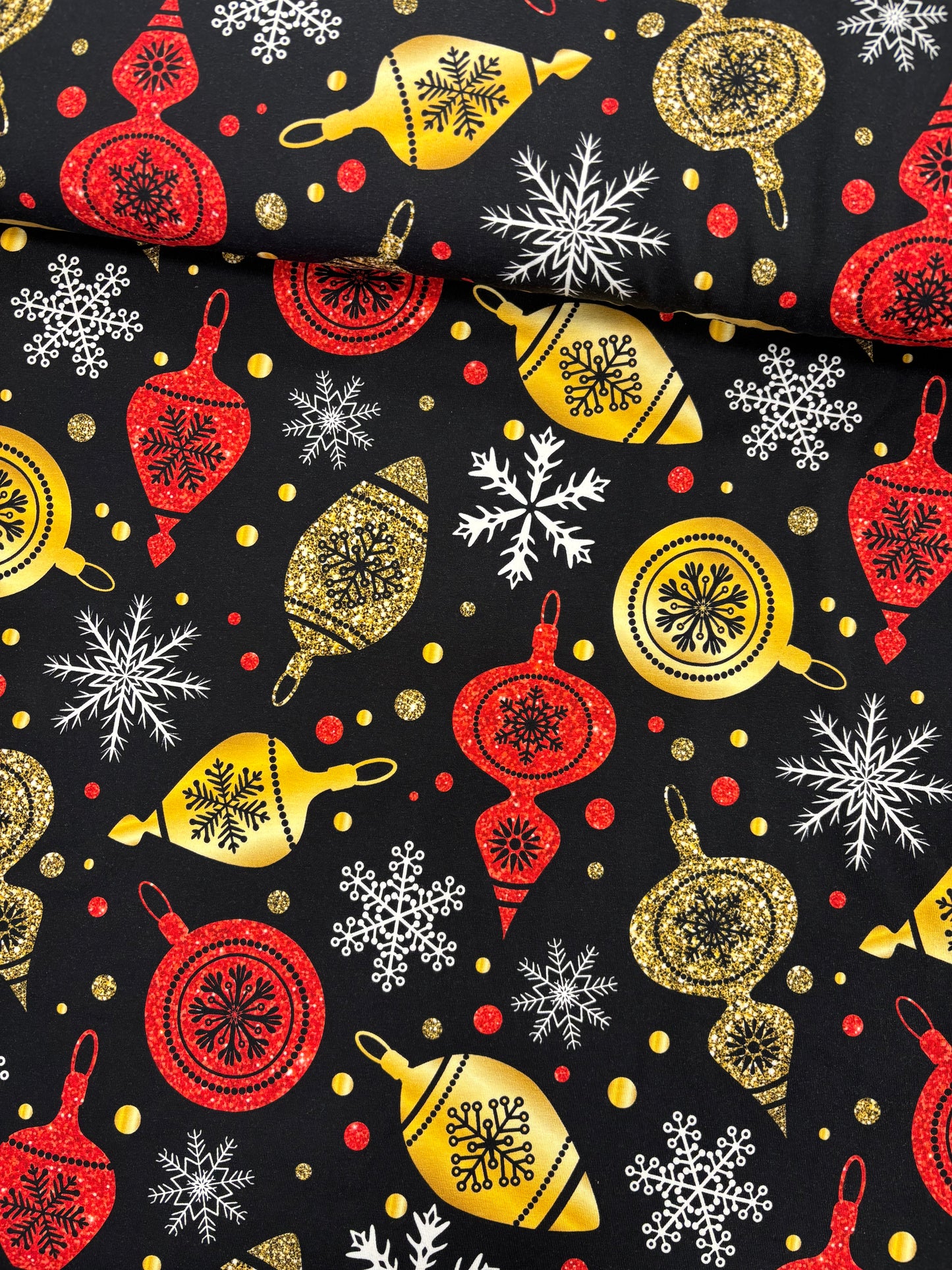 Bomulds Jersey m/ glimmer julepynt 🎄