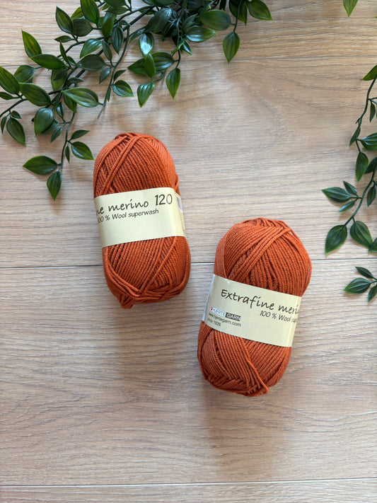 Extrafine merino uld 120 Brandt orange 🧡