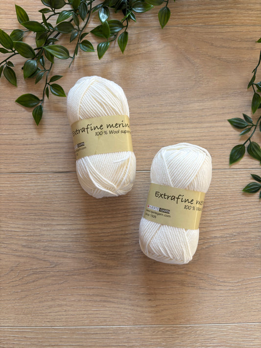 Extrafine merino uld 120, hvid 🤍