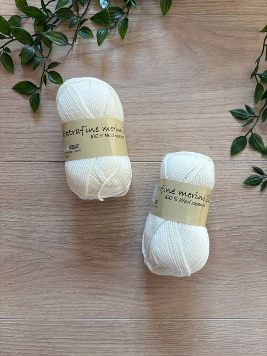 Extrafine merino uld 120 Råhvid 🦢