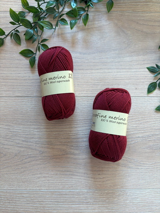 Extrafine merino uld 120, bordeaux ✂️