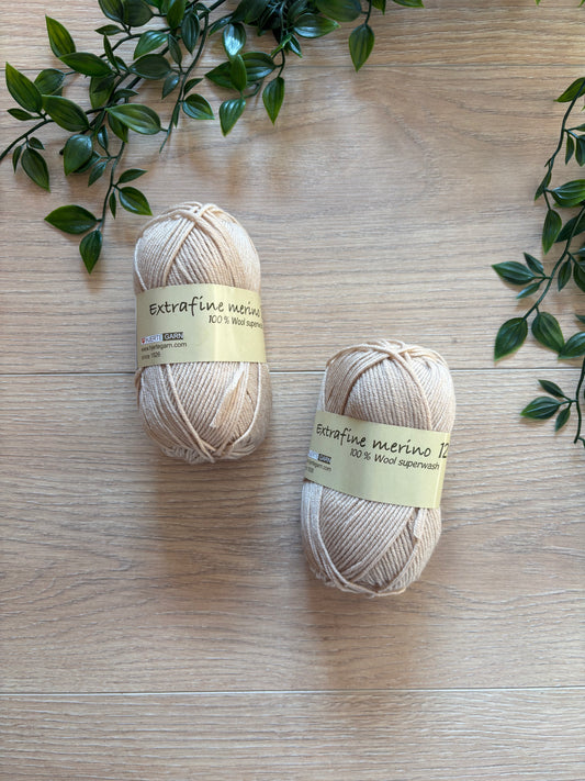 Extrafine merino uld 120 Beige 🤎
