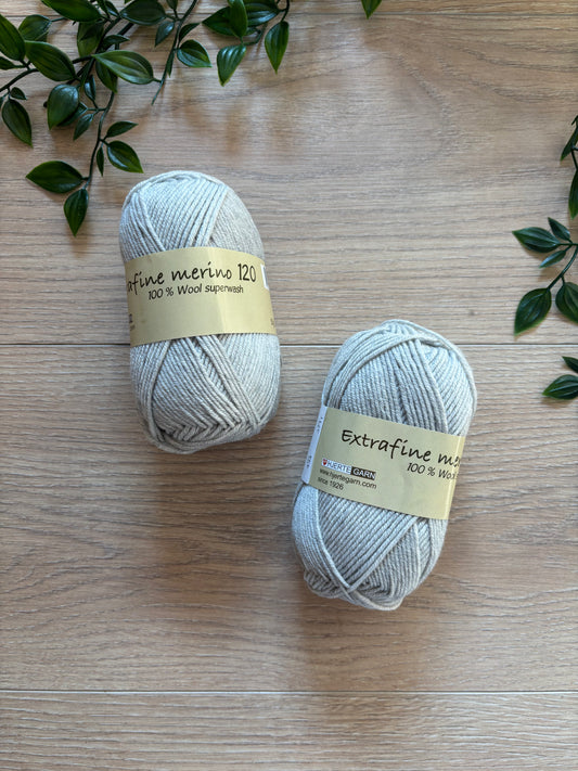 Extrafine merino uld 120 Lysegrå 🦢