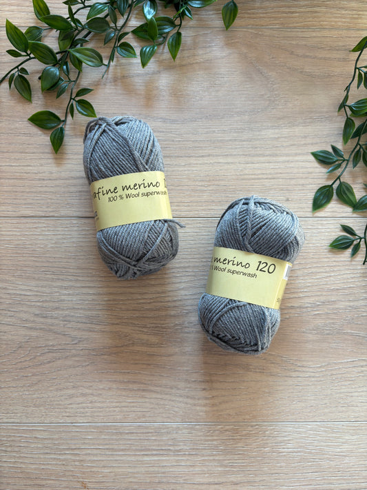 Extrafine merino uld 120 Grå 🌑