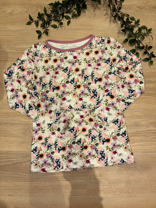 Dame trøje m/ blomster, str S 🌸