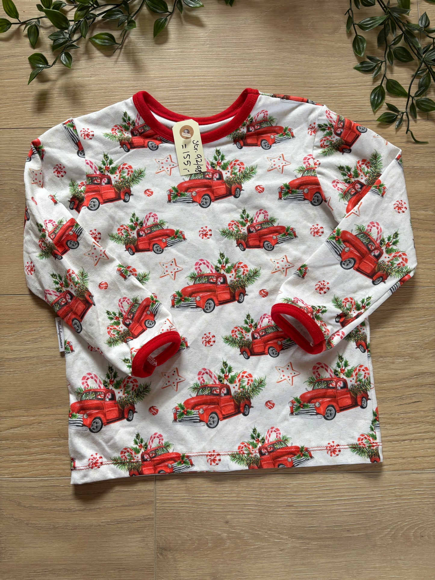 Trøje m/ julebil, str 92/98 🎄