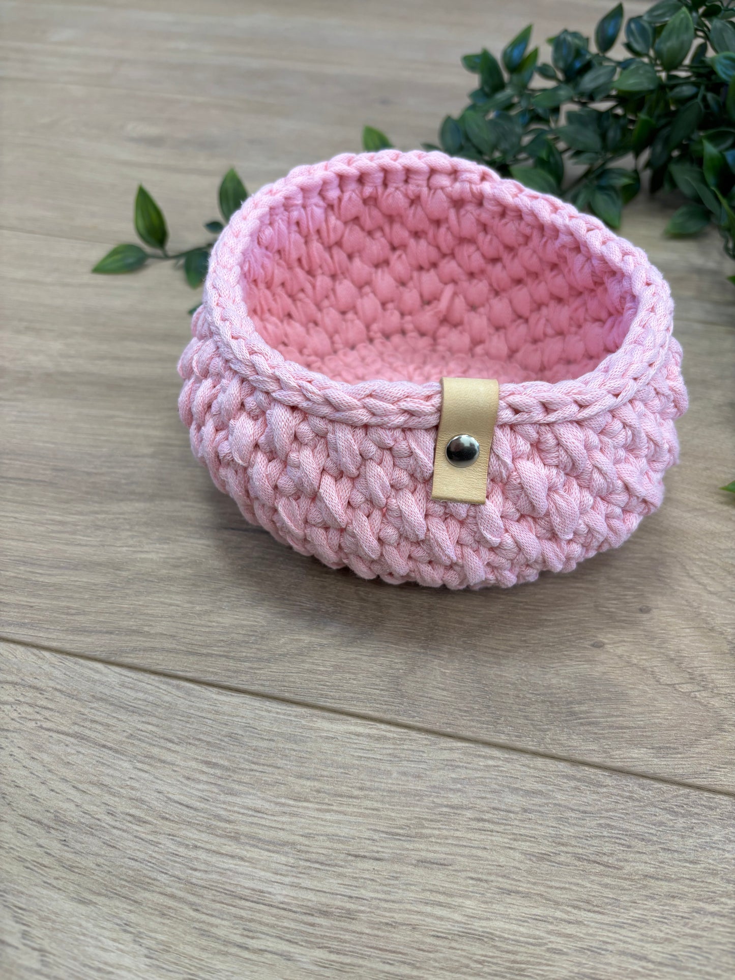 Lille rund kurv, lyserød 🎀