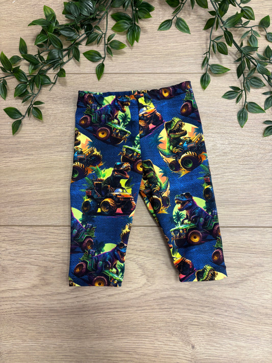 Leggings m/ Dino på monstertruck, str 50/56 🦖