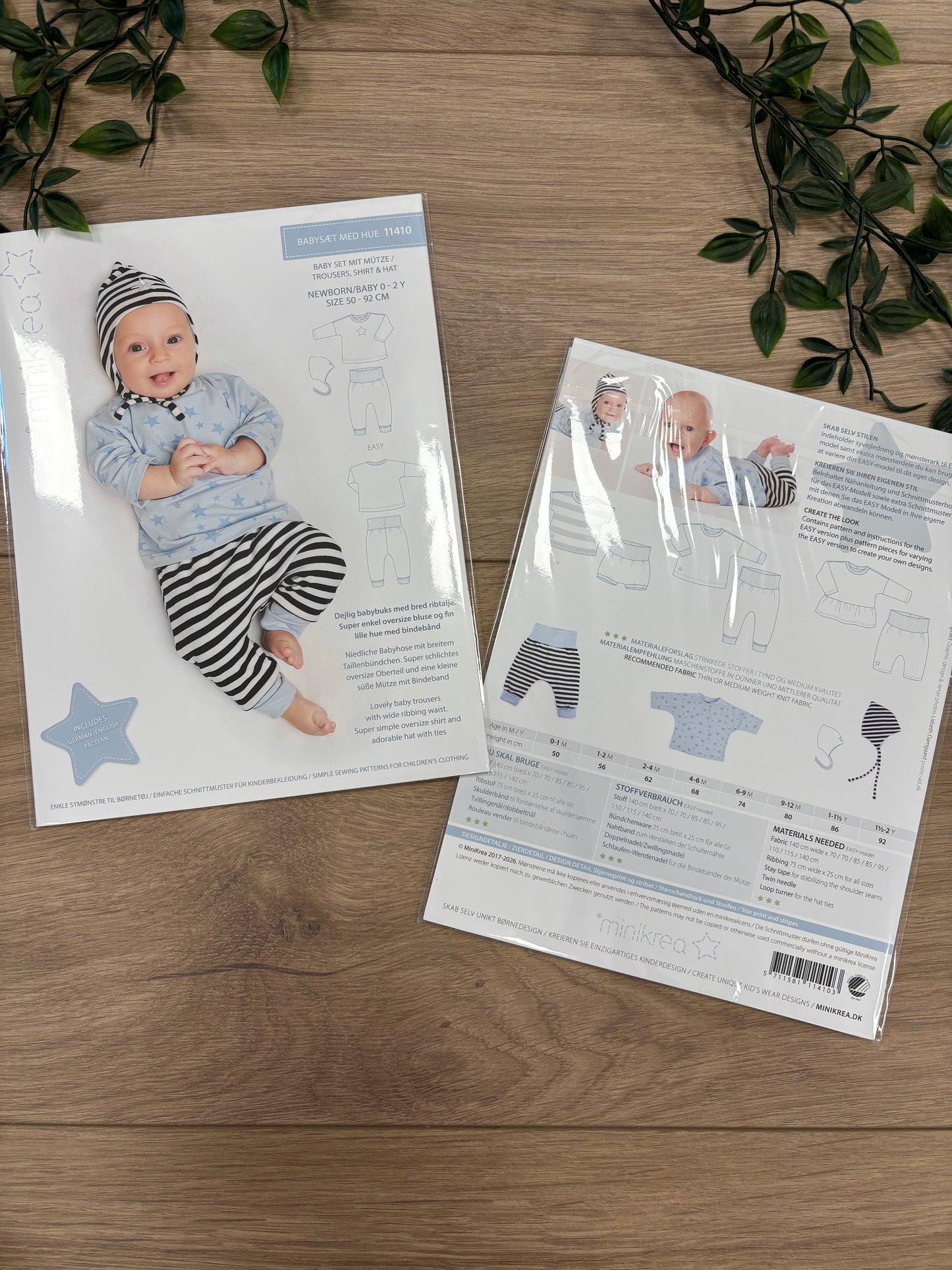 Minikrea baby sæt m/ hue, str 0-2 år 👶🏻