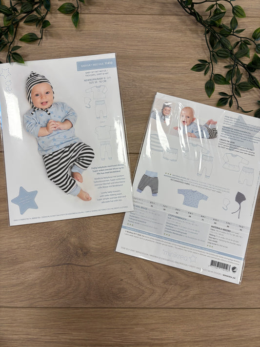Minikrea baby sæt m/ hue, str 0-2 år 👶🏻