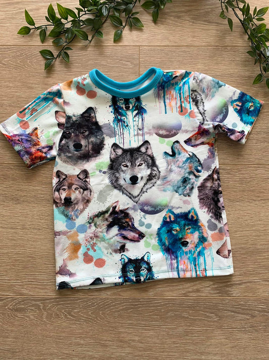 T-shirt m/ ulve, str 86/92 🐺