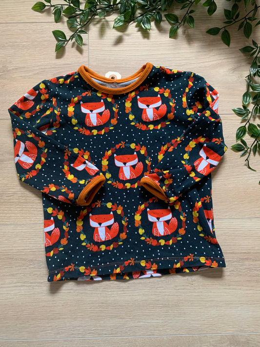 Trøje m/ ræve, str 80/86 🦊