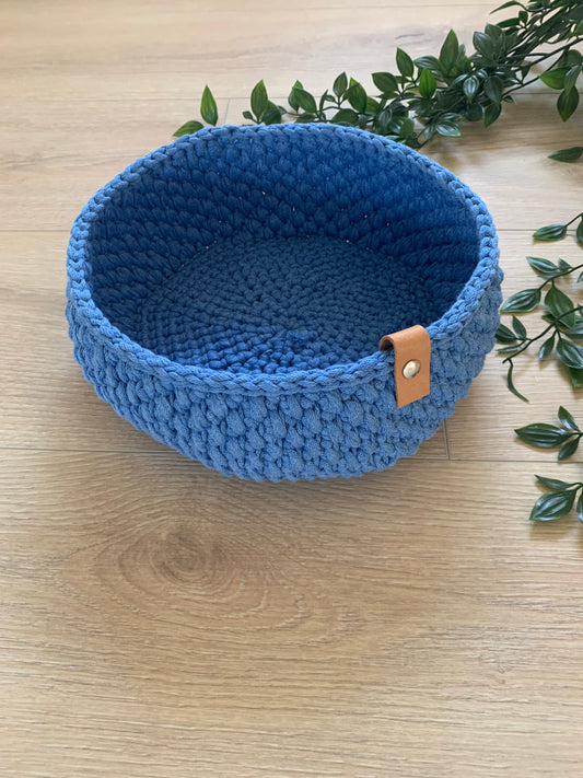 Stor rund kurv, jeans blå 💙
