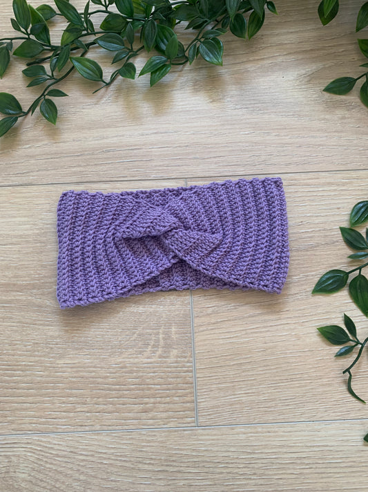 Pandebånd i lilla merino uld 💜