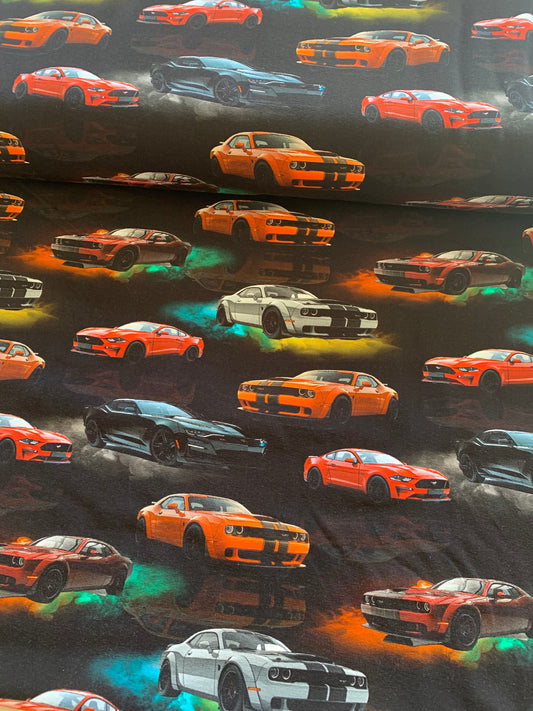 Bomuldsjersey m/ racerbiler 🚗