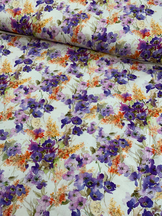 Lilla blomster viscose 💜